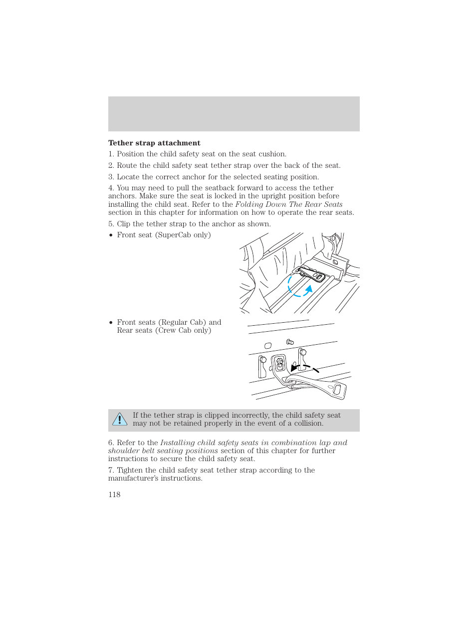 Seating and safety restraints | FORD 2001 F-550 v.1 User Manual | Page 118 / 272