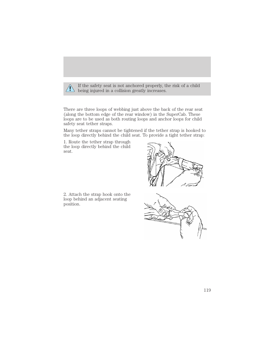 Seating and safety restraints | FORD 2001 F-550 v.1 User Manual | Page 119 / 272