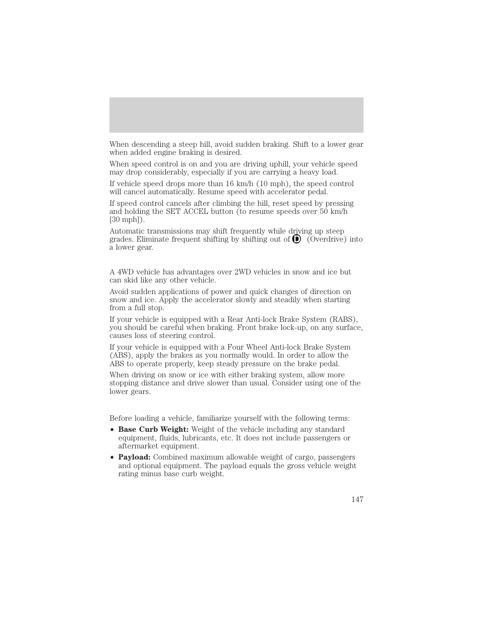 Driving | FORD 2001 F-550 v.1 User Manual | Page 147 / 272