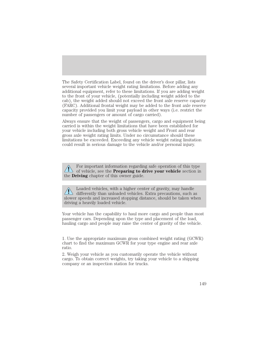 Driving | FORD 2001 F-550 v.1 User Manual | Page 149 / 272