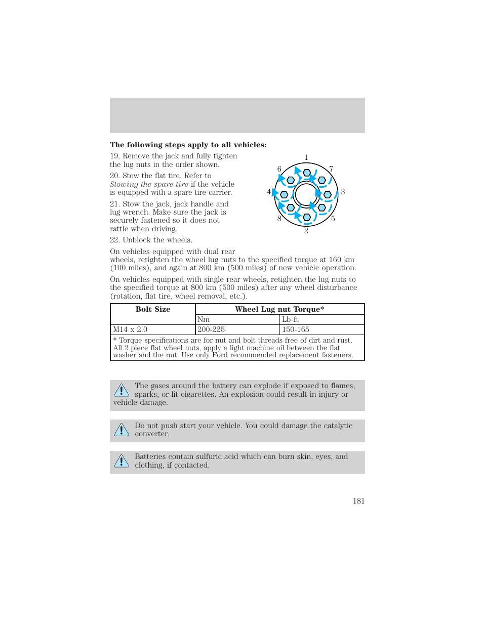 Roadside emergencies | FORD 2001 F-550 v.1 User Manual | Page 181 / 272