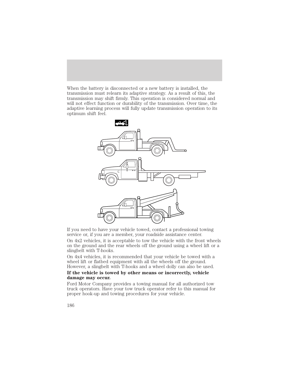 Roadside emergencies | FORD 2001 F-550 v.1 User Manual | Page 186 / 272