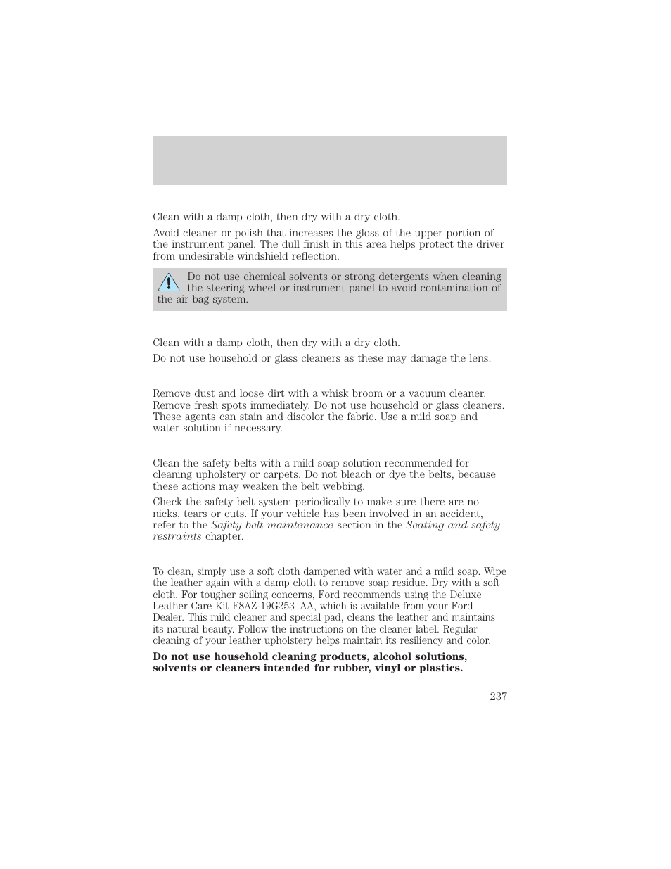 Maintenance and care | FORD 2001 F-550 v.1 User Manual | Page 237 / 272
