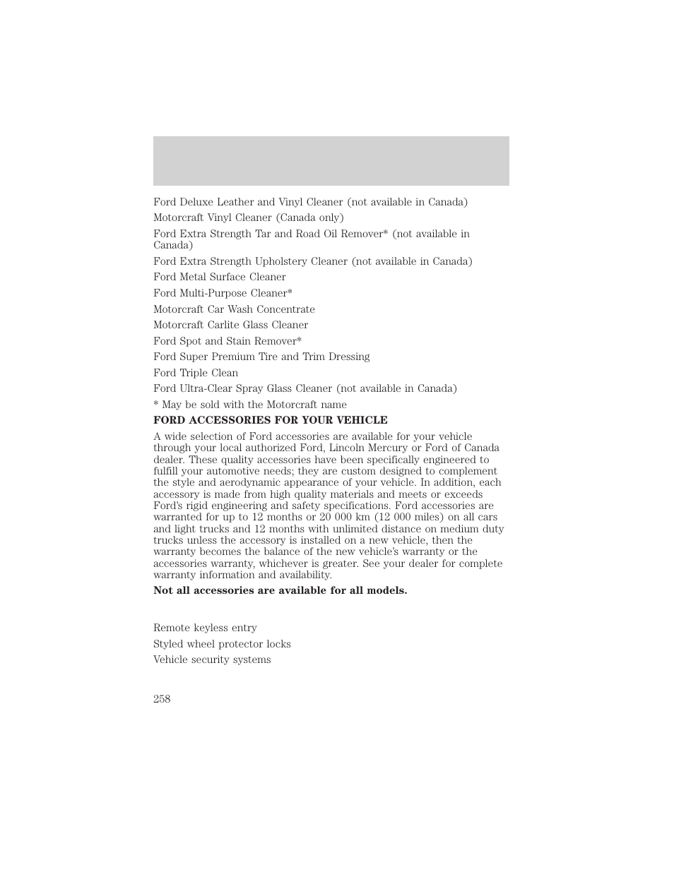 Customer assistance | FORD 2001 F-550 v.1 User Manual | Page 258 / 272