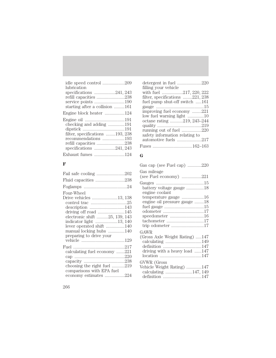 Index | FORD 2001 F-550 v.1 User Manual | Page 266 / 272