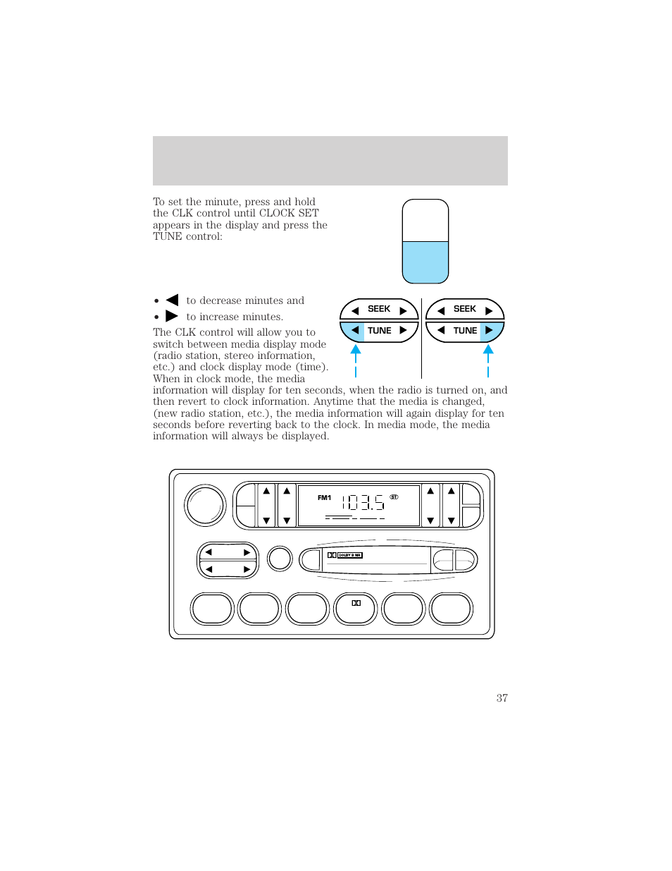 Tone clk, Controls and features | FORD 2001 F-550 v.1 User Manual | Page 37 / 272