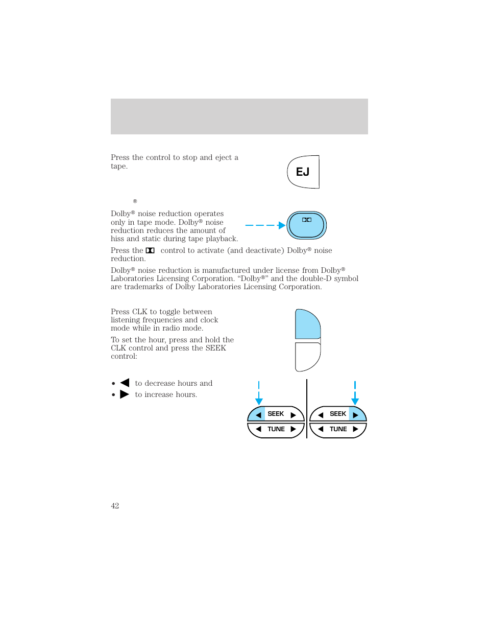 Controls and features, 4tape ams | FORD 2001 F-550 v.1 User Manual | Page 42 / 272