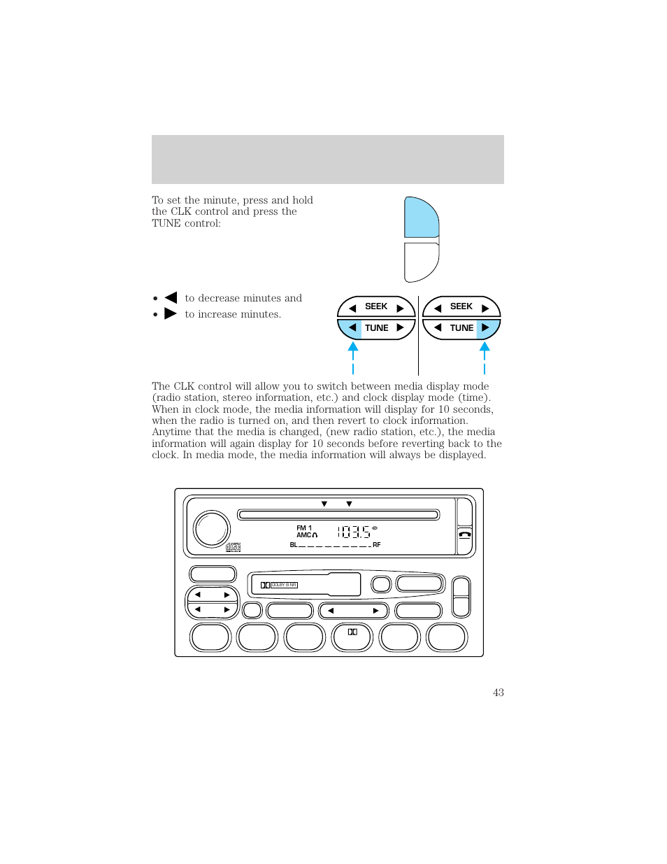 Controls and features, Tape ams | FORD 2001 F-550 v.1 User Manual | Page 43 / 272