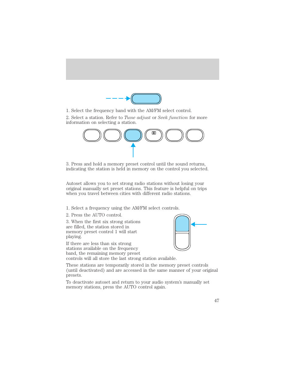 Auto clk controls and features | FORD 2001 F-550 v.1 User Manual | Page 47 / 272