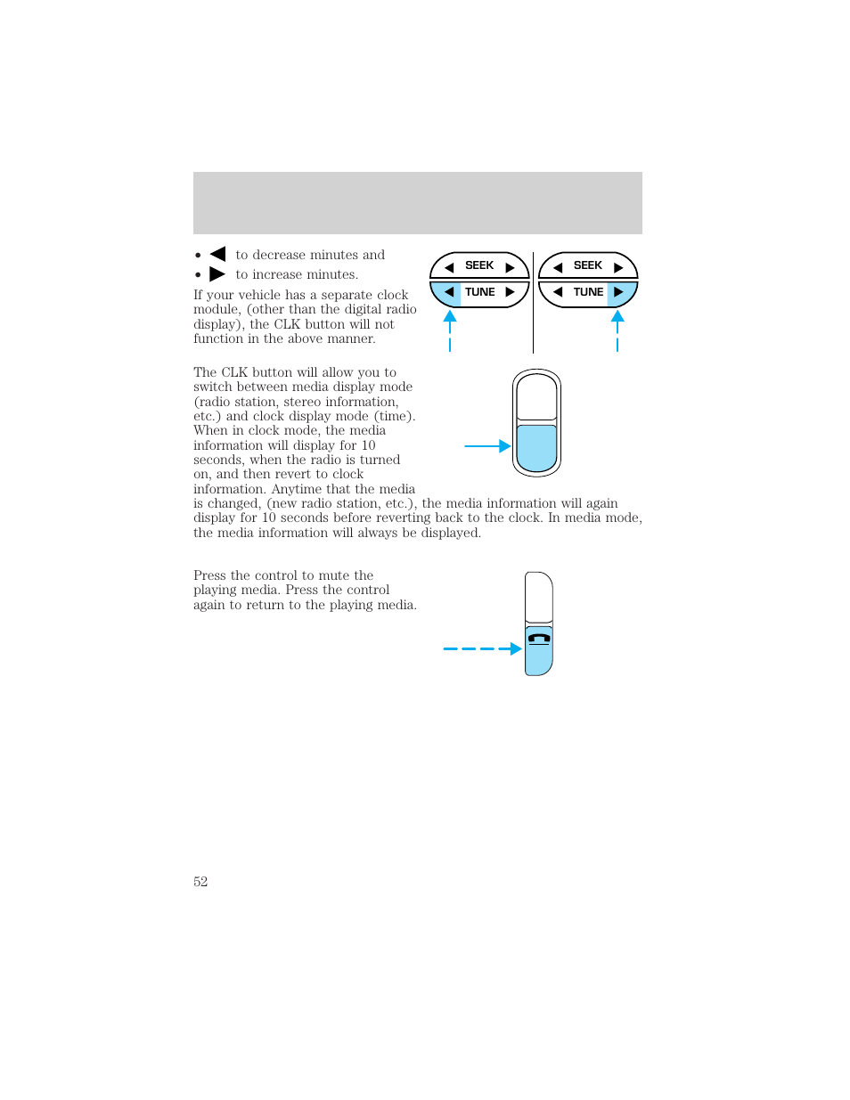 Auto clk, Controls and features | FORD 2001 F-550 v.1 User Manual | Page 52 / 272