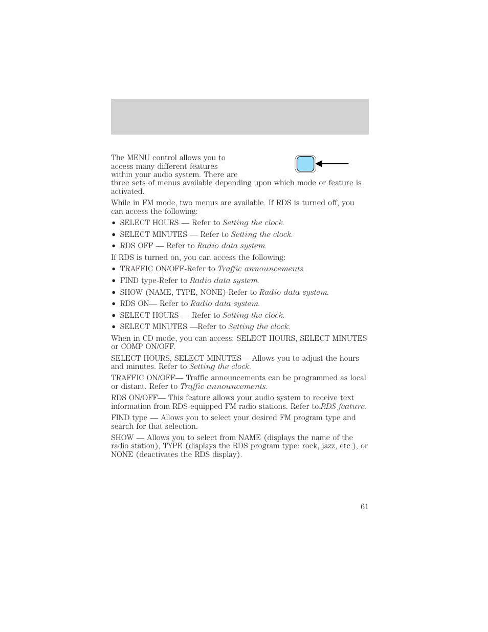 Controls and features | FORD 2001 F-550 v.1 User Manual | Page 61 / 272