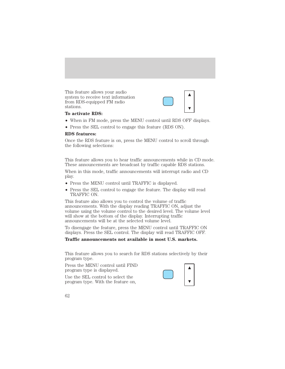 Controls and features | FORD 2001 F-550 v.1 User Manual | Page 62 / 272