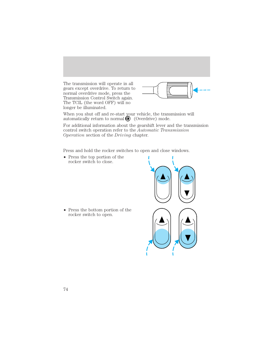 Controls and features | FORD 2001 F-550 v.1 User Manual | Page 74 / 272
