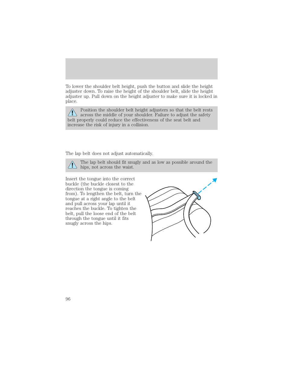 Seating and safety restraints | FORD 2001 F-550 v.1 User Manual | Page 96 / 272