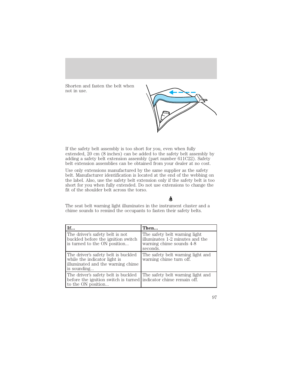 Seating and safety restraints | FORD 2001 F-550 v.1 User Manual | Page 97 / 272