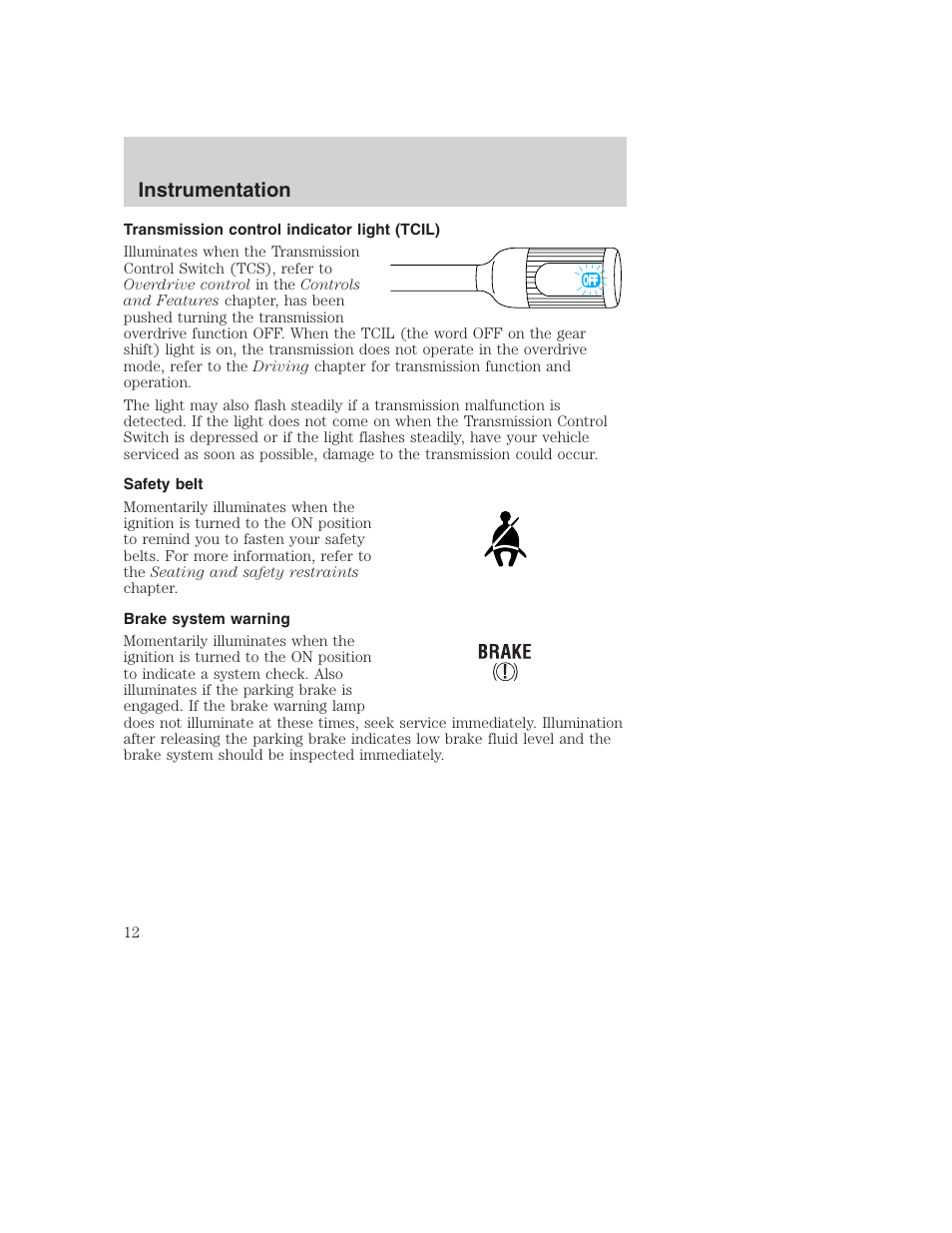 Instrumentation | FORD 2001 F-550 v.2 User Manual | Page 12 / 288