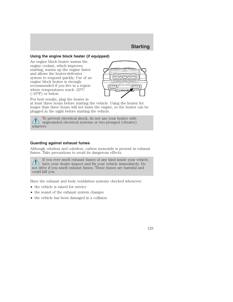 Starting | FORD 2001 F-550 v.2 User Manual | Page 129 / 288