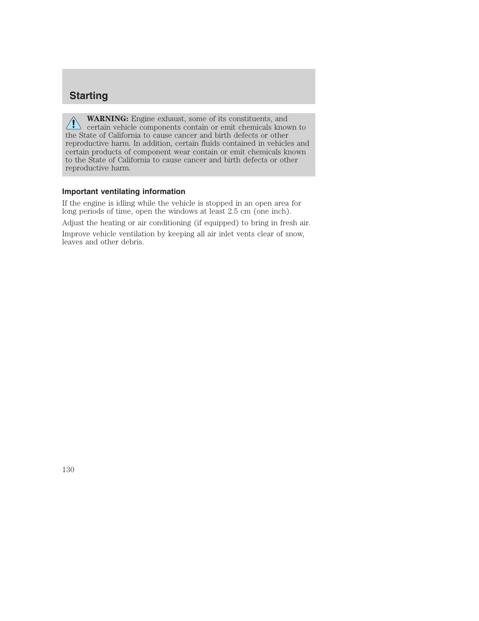 Starting | FORD 2001 F-550 v.2 User Manual | Page 130 / 288