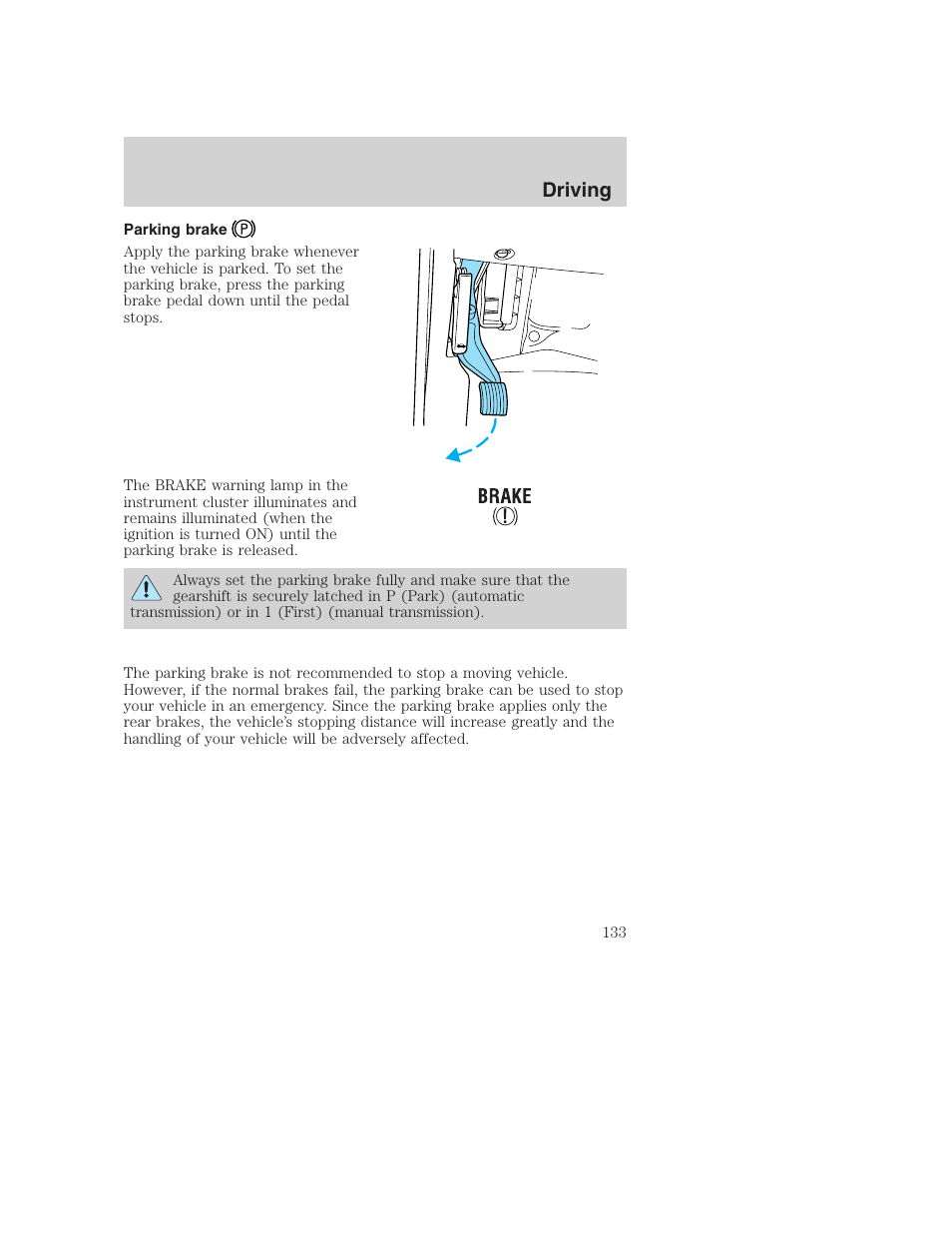 Driving | FORD 2001 F-550 v.2 User Manual | Page 133 / 288