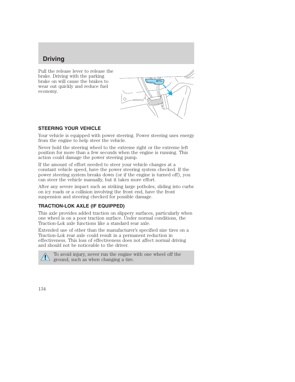 Driving | FORD 2001 F-550 v.2 User Manual | Page 134 / 288