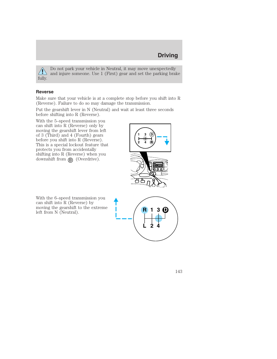 Driving | FORD 2001 F-550 v.2 User Manual | Page 143 / 288