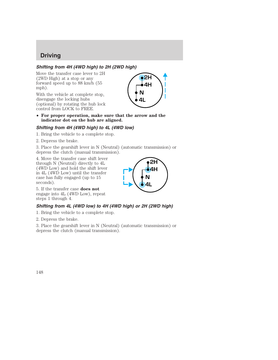 Driving | FORD 2001 F-550 v.2 User Manual | Page 148 / 288