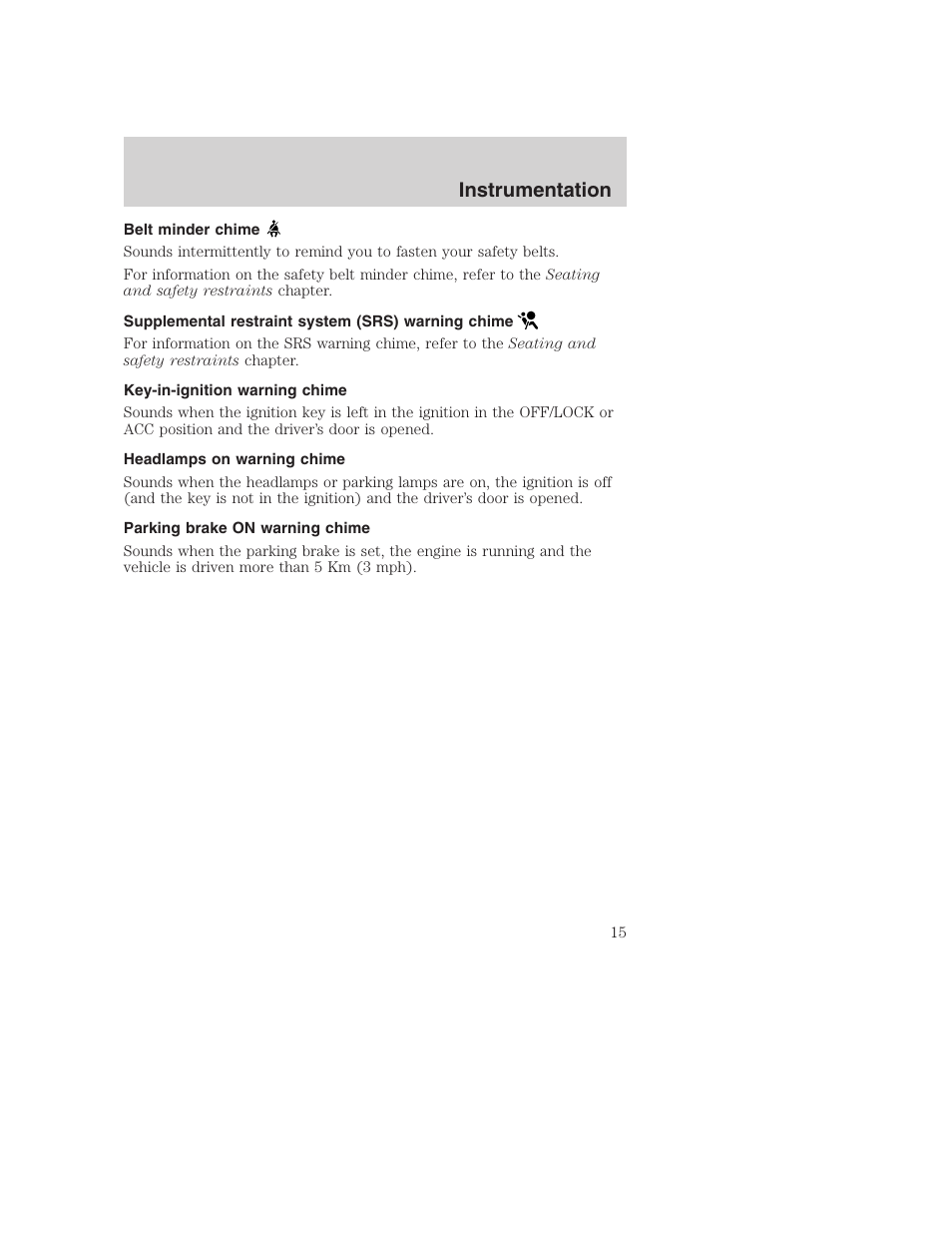 Instrumentation | FORD 2001 F-550 v.2 User Manual | Page 15 / 288