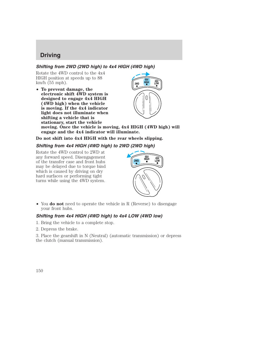 Driving | FORD 2001 F-550 v.2 User Manual | Page 150 / 288