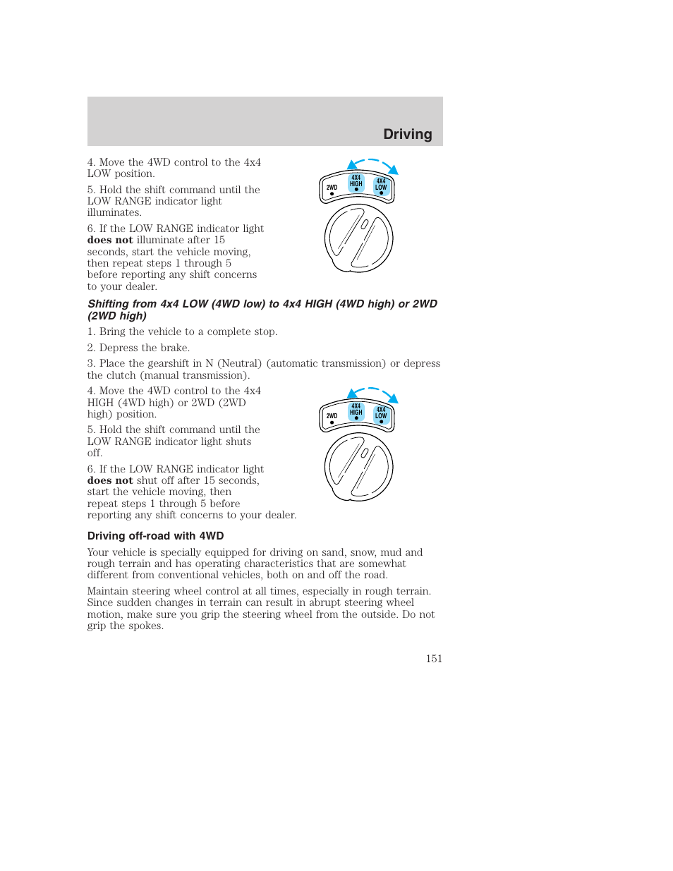 Driving | FORD 2001 F-550 v.2 User Manual | Page 151 / 288