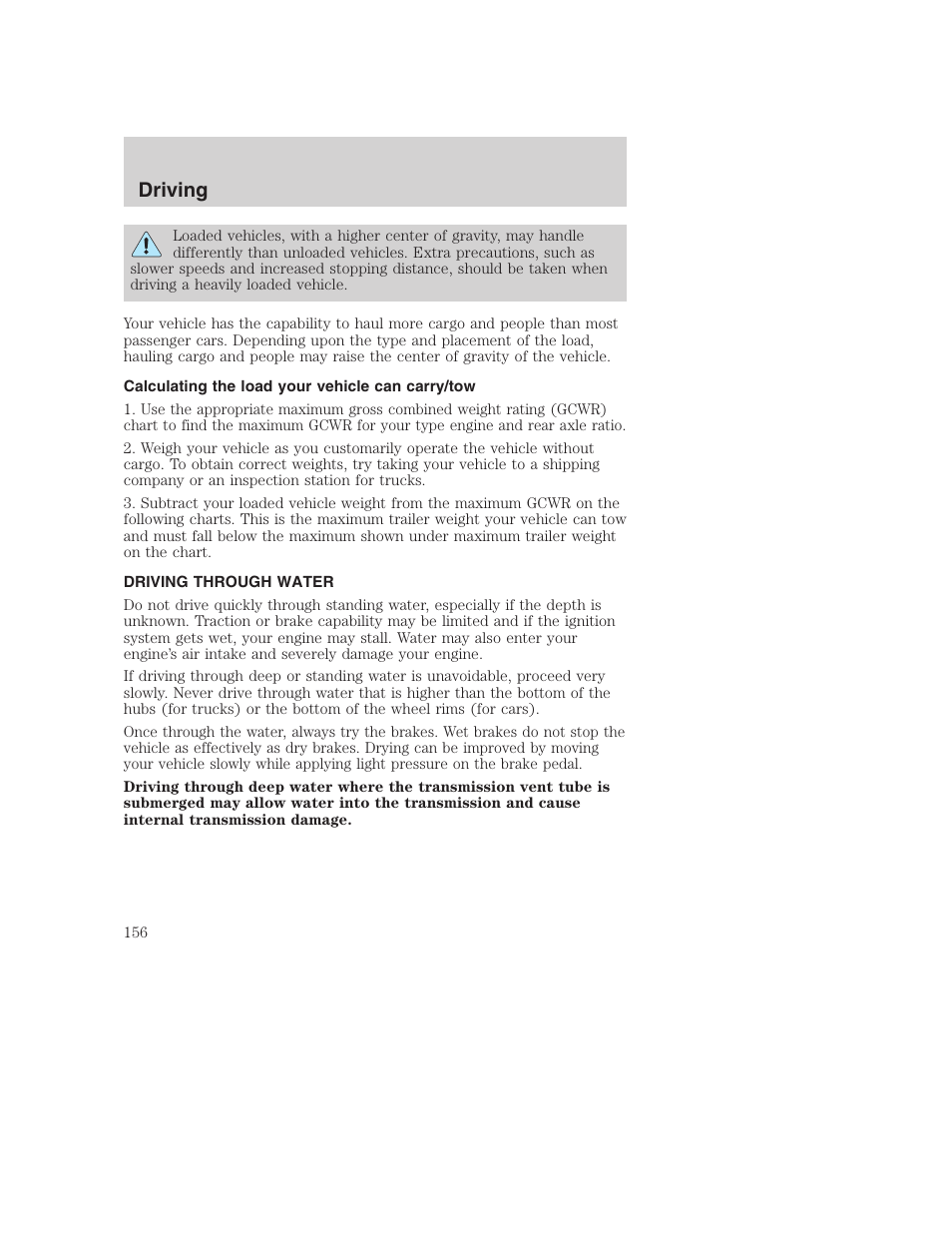 Driving | FORD 2001 F-550 v.2 User Manual | Page 156 / 288