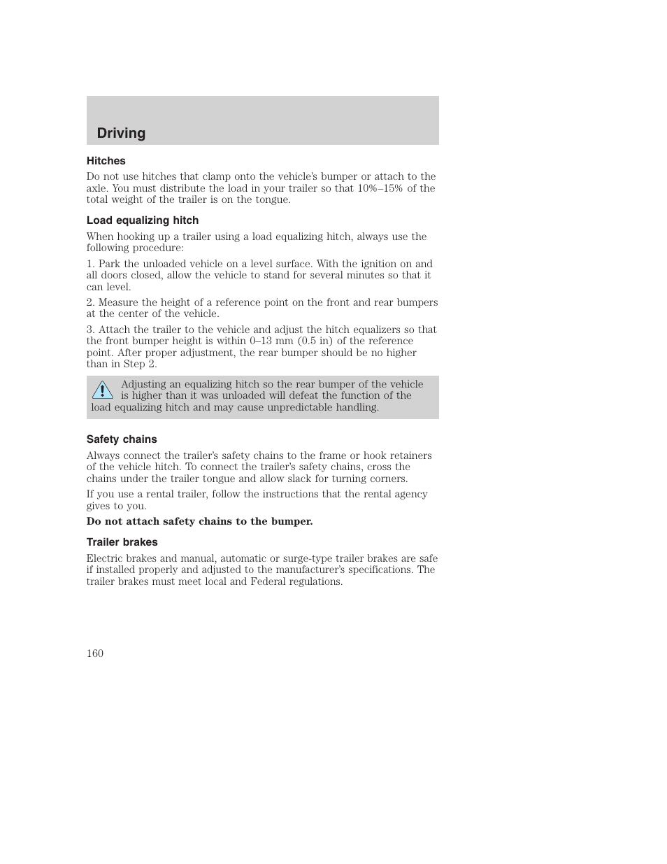 Driving | FORD 2001 F-550 v.2 User Manual | Page 160 / 288
