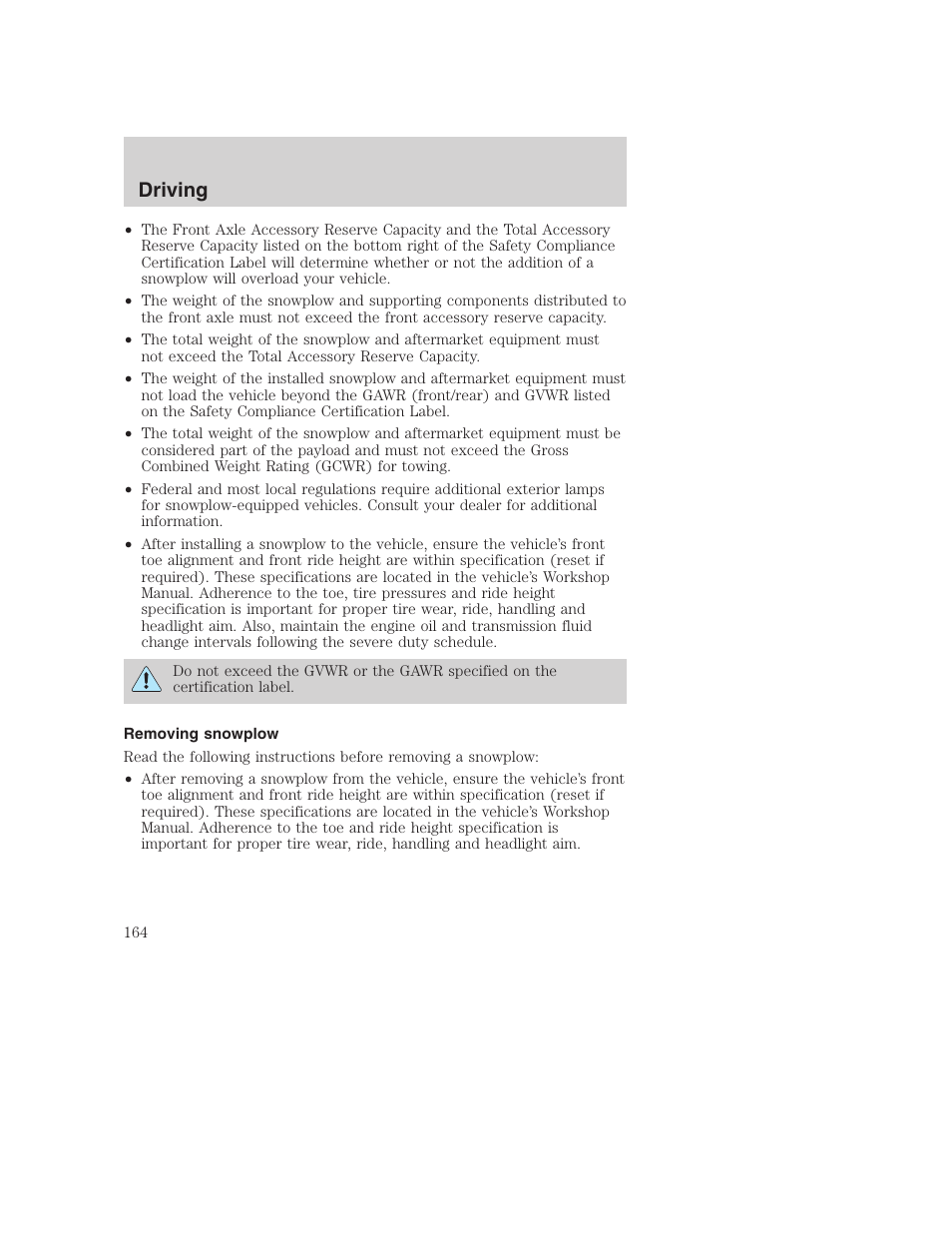 Driving | FORD 2001 F-550 v.2 User Manual | Page 164 / 288