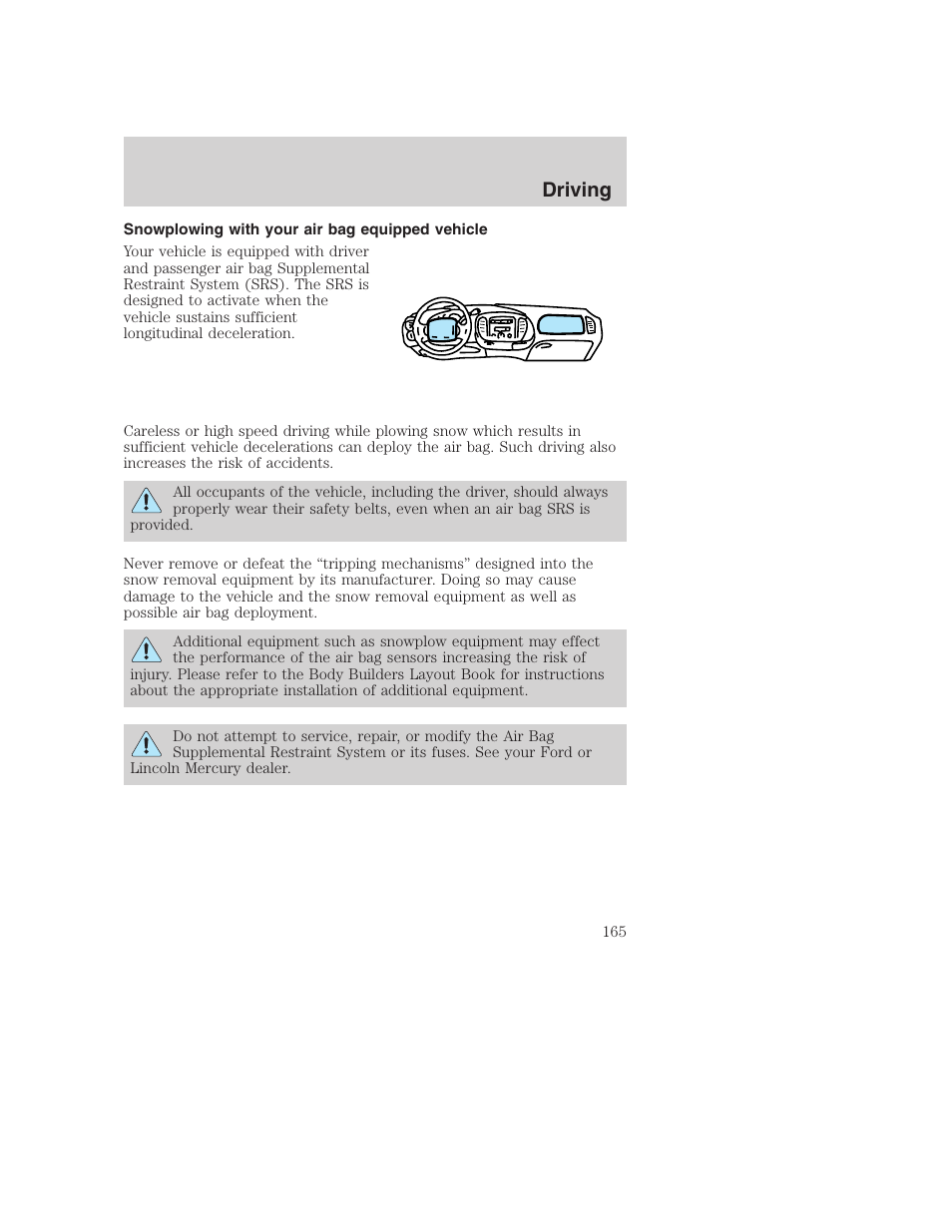 Driving | FORD 2001 F-550 v.2 User Manual | Page 165 / 288