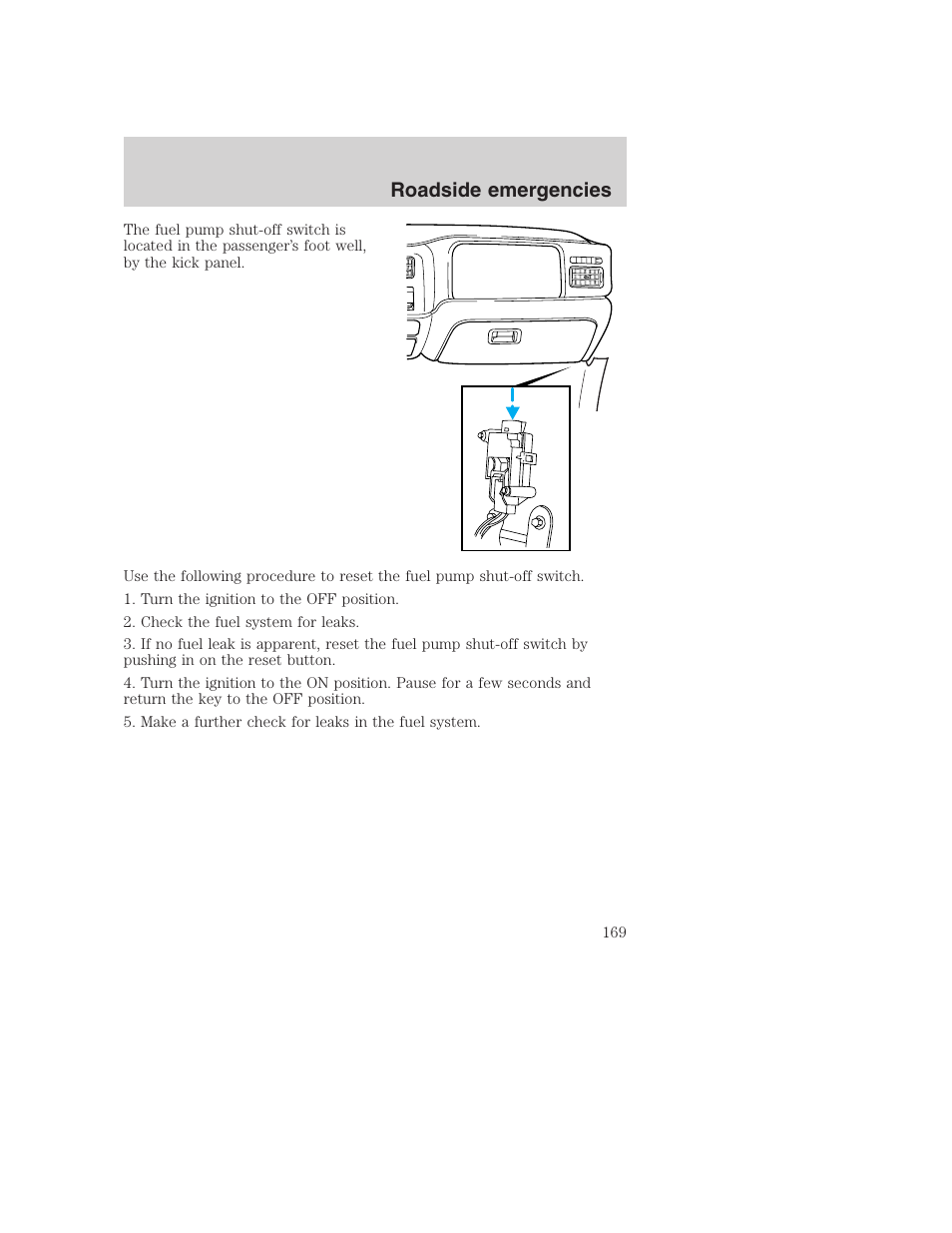 Roadside emergencies | FORD 2001 F-550 v.2 User Manual | Page 169 / 288