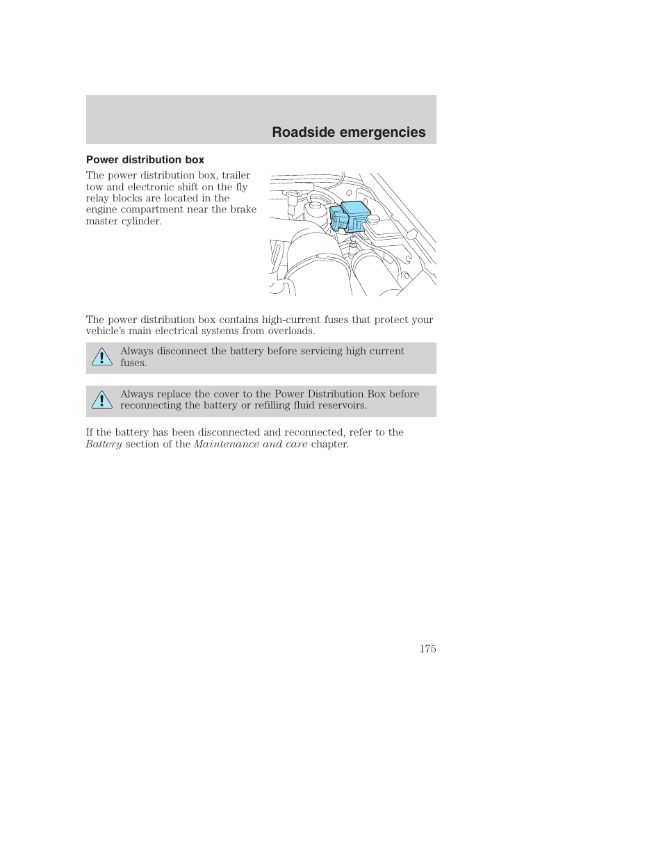 Roadside emergencies | FORD 2001 F-550 v.2 User Manual | Page 175 / 288