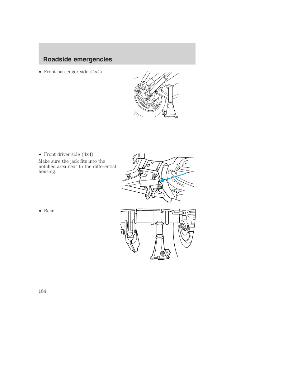 Roadside emergencies | FORD 2001 F-550 v.2 User Manual | Page 184 / 288