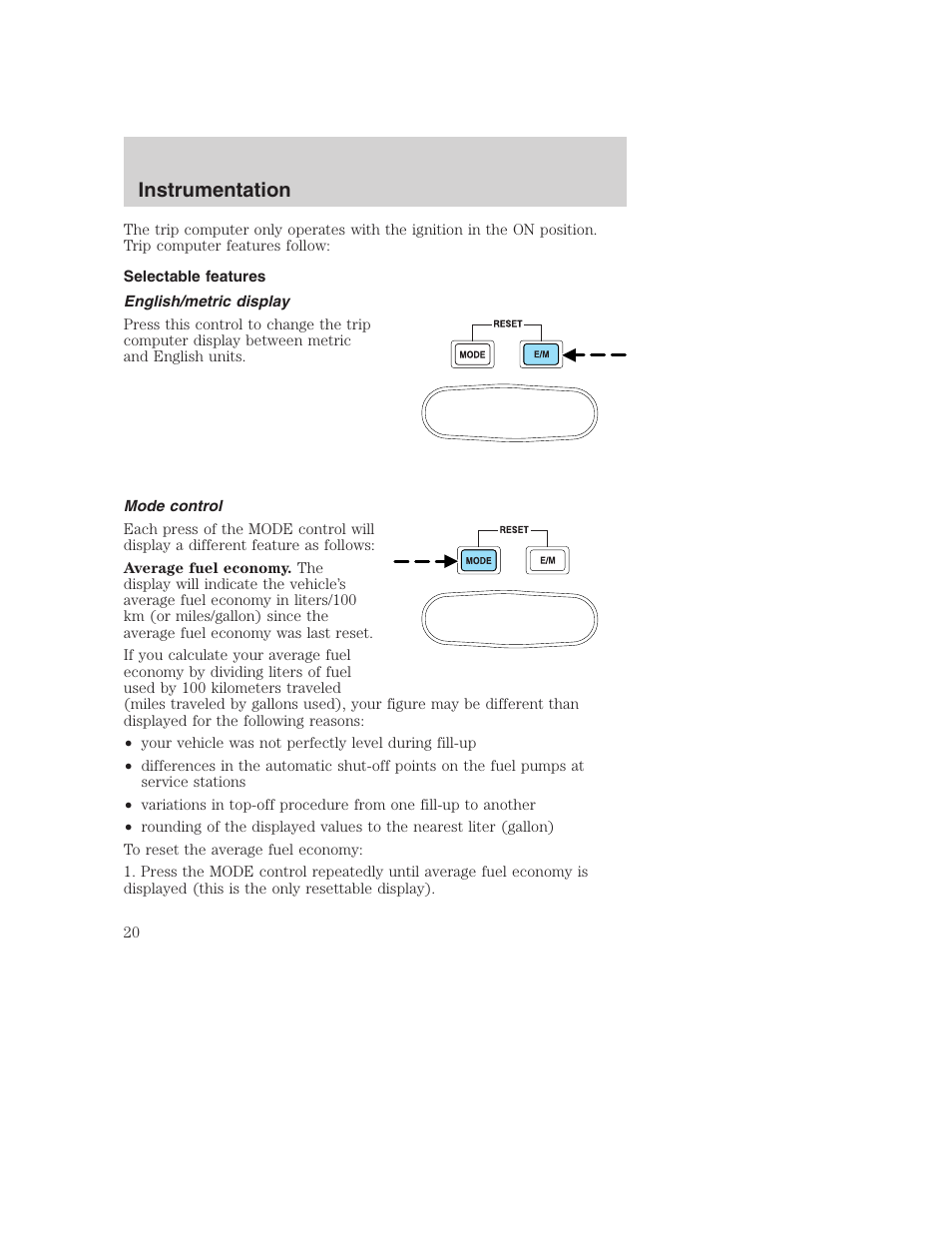 Instrumentation | FORD 2001 F-550 v.2 User Manual | Page 20 / 288