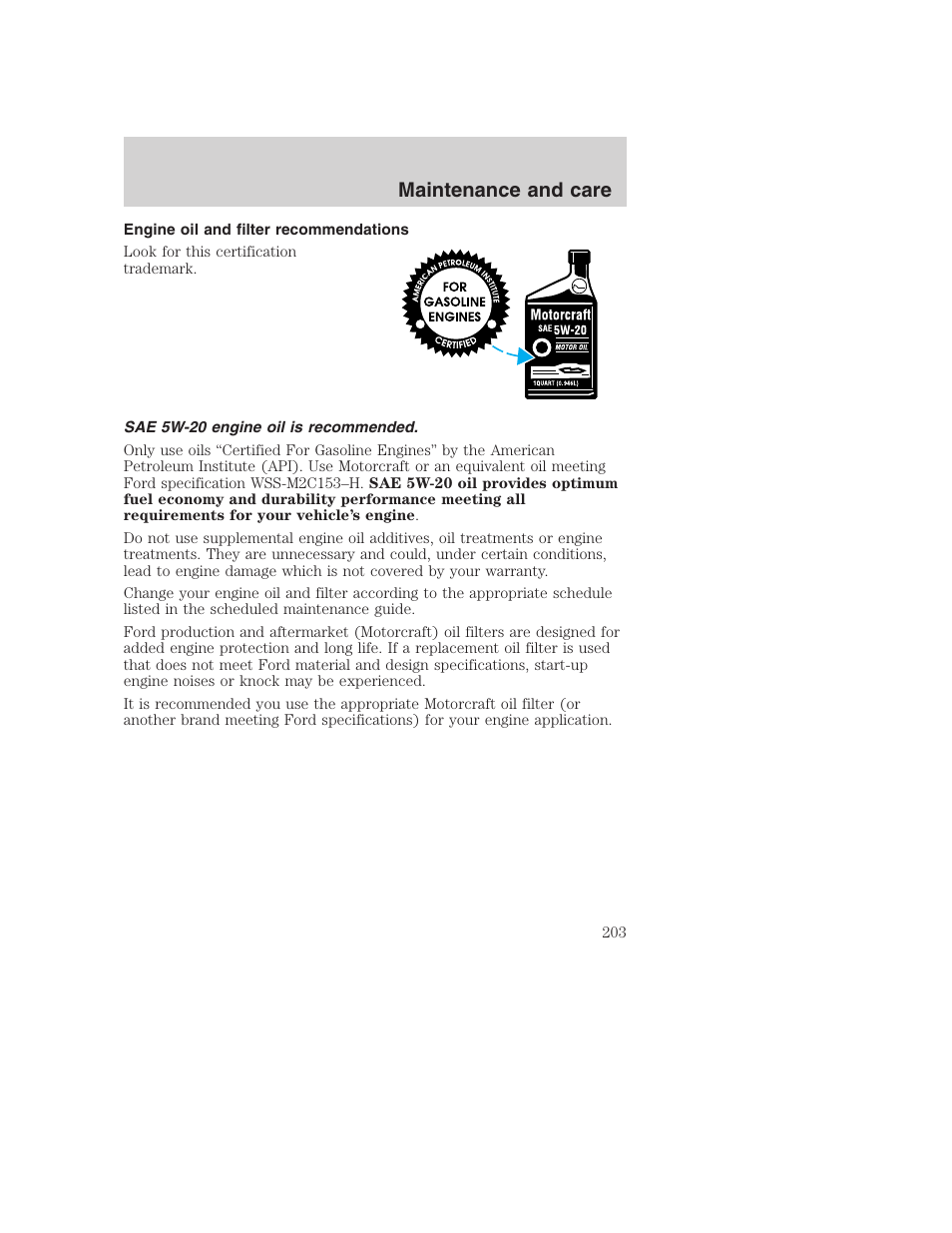 Maintenance and care | FORD 2001 F-550 v.2 User Manual | Page 203 / 288