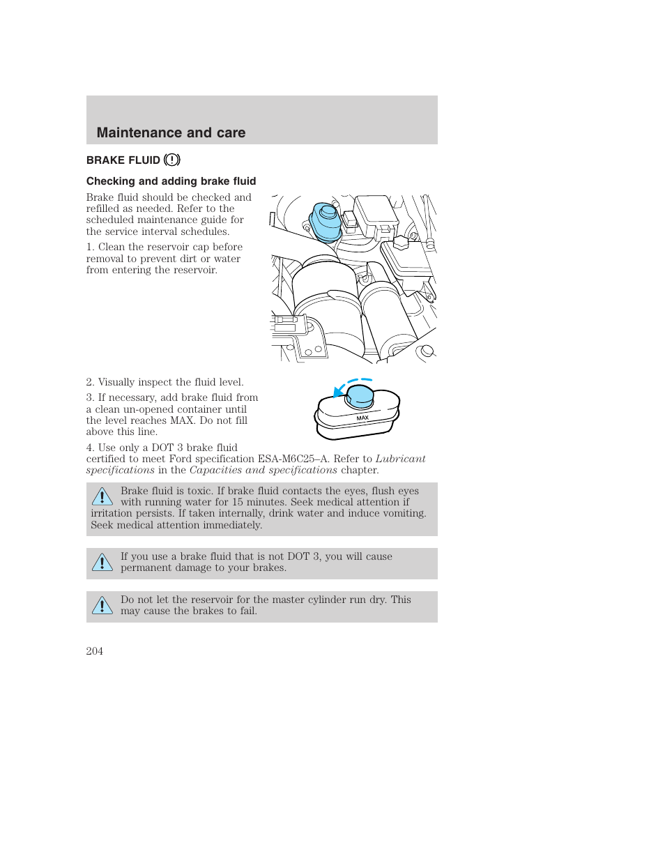 Maintenance and care | FORD 2001 F-550 v.2 User Manual | Page 204 / 288