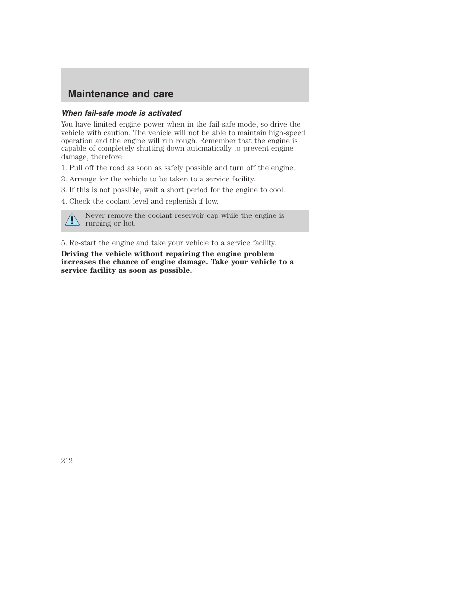 Maintenance and care | FORD 2001 F-550 v.2 User Manual | Page 212 / 288