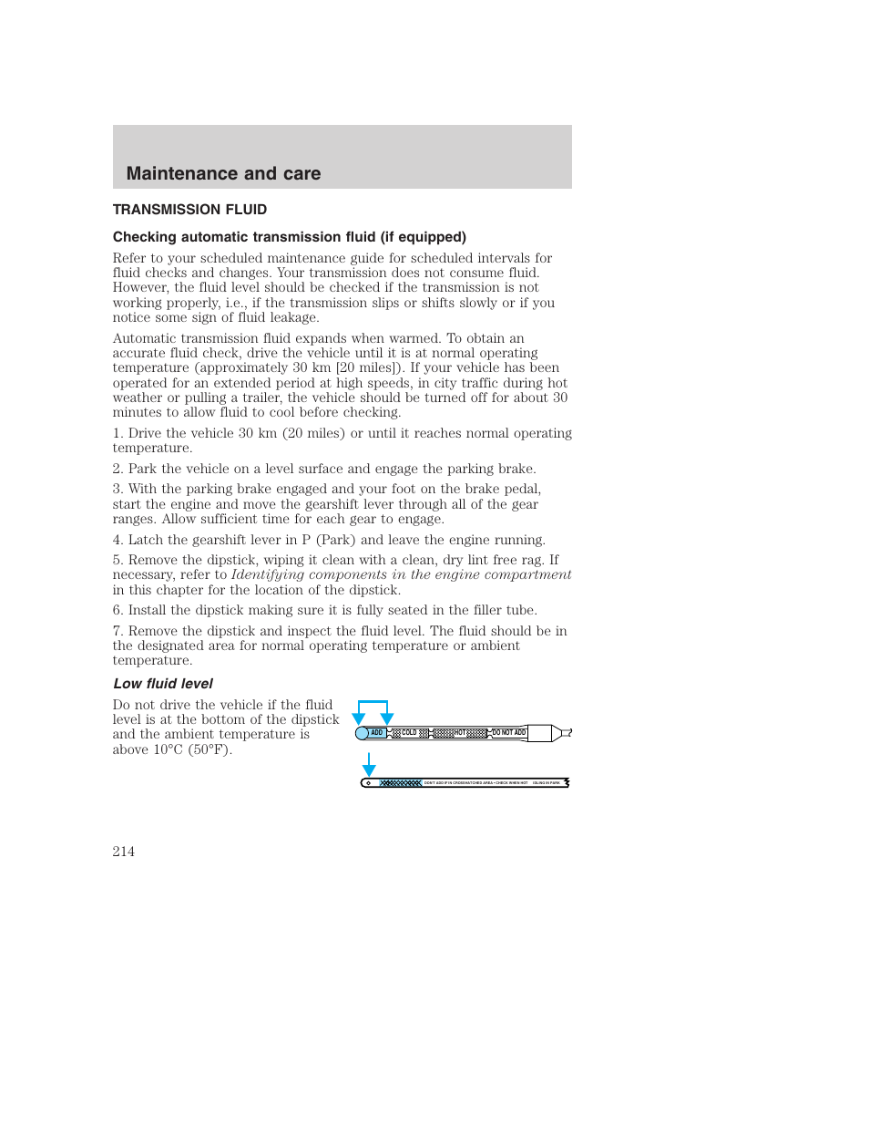 Maintenance and care | FORD 2001 F-550 v.2 User Manual | Page 214 / 288