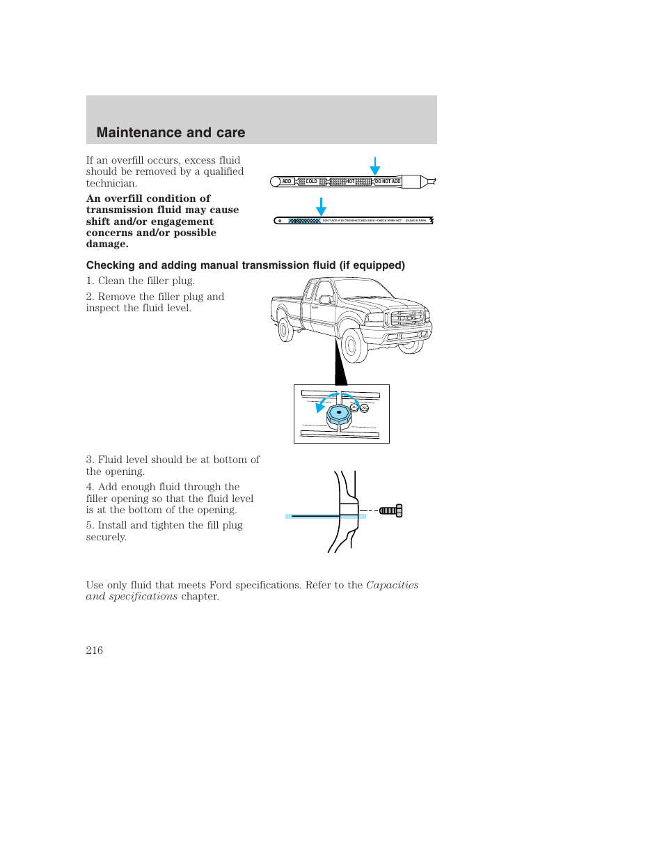 Maintenance and care | FORD 2001 F-550 v.2 User Manual | Page 216 / 288