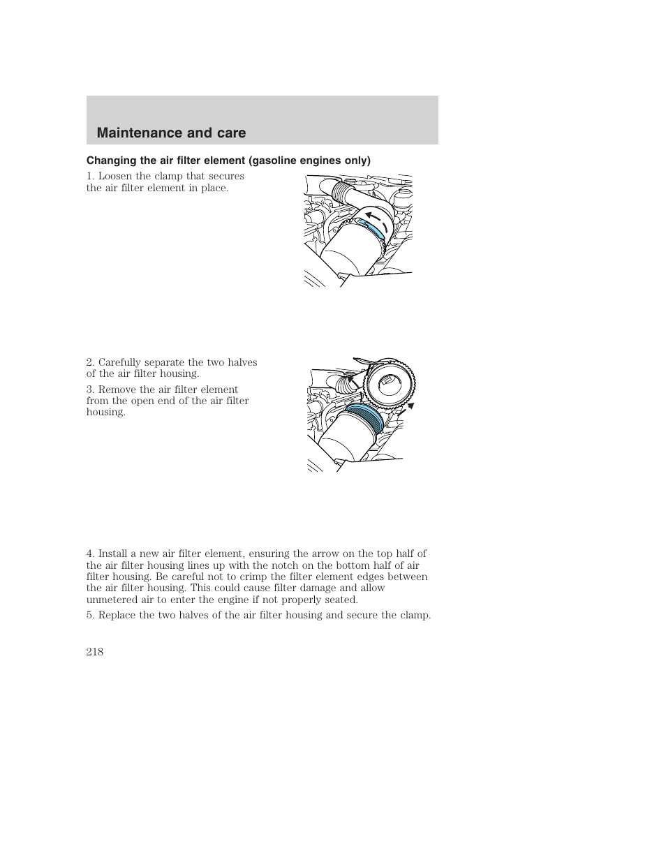 Maintenance and care | FORD 2001 F-550 v.2 User Manual | Page 218 / 288