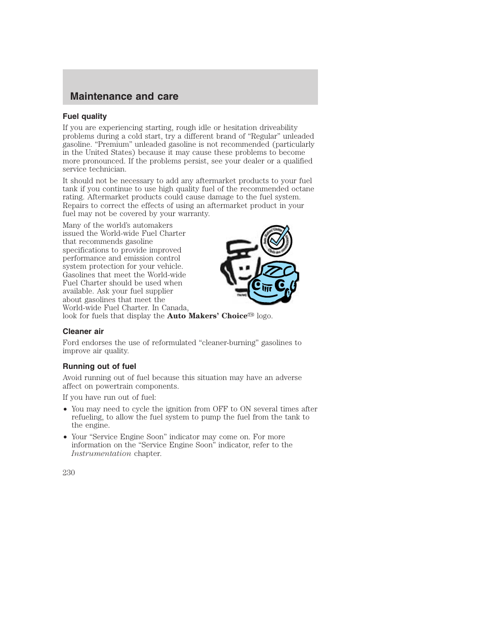 Maintenance and care | FORD 2001 F-550 v.2 User Manual | Page 230 / 288