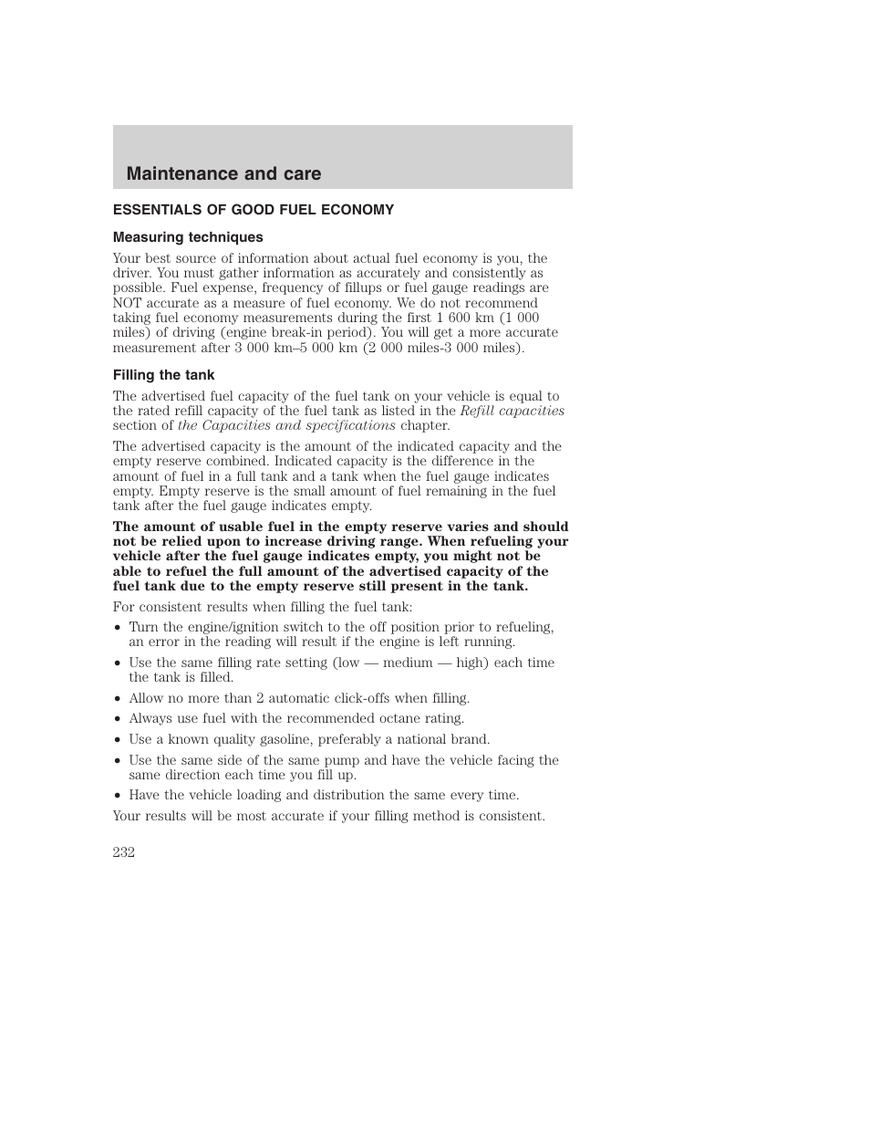 Maintenance and care | FORD 2001 F-550 v.2 User Manual | Page 232 / 288