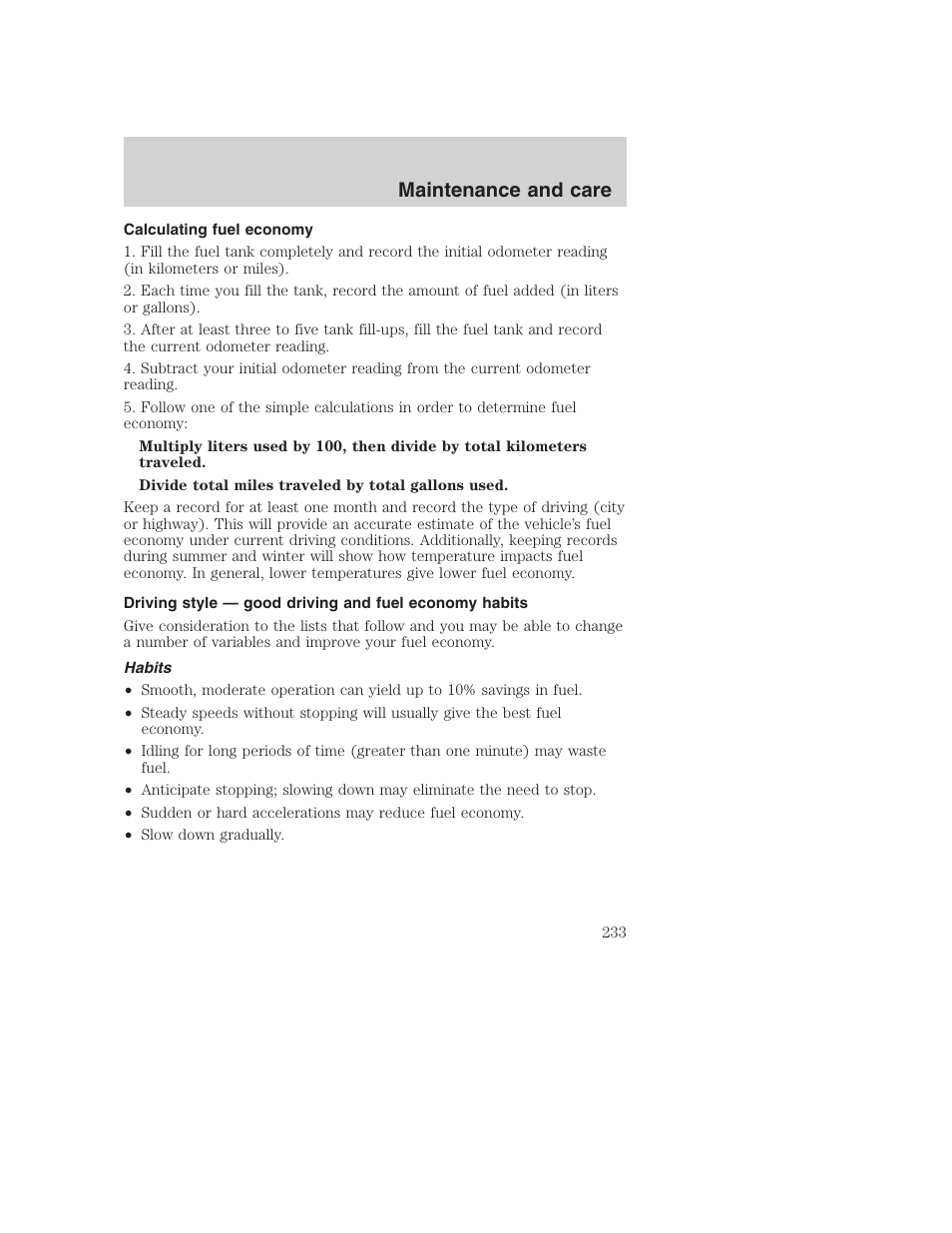 Maintenance and care | FORD 2001 F-550 v.2 User Manual | Page 233 / 288