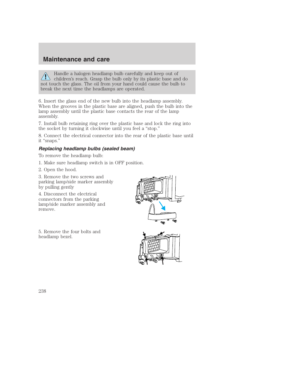 Maintenance and care | FORD 2001 F-550 v.2 User Manual | Page 238 / 288