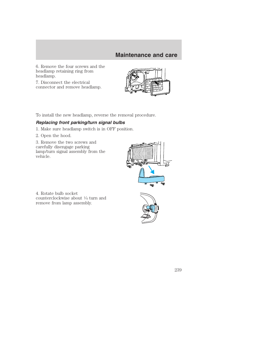 Maintenance and care | FORD 2001 F-550 v.2 User Manual | Page 239 / 288