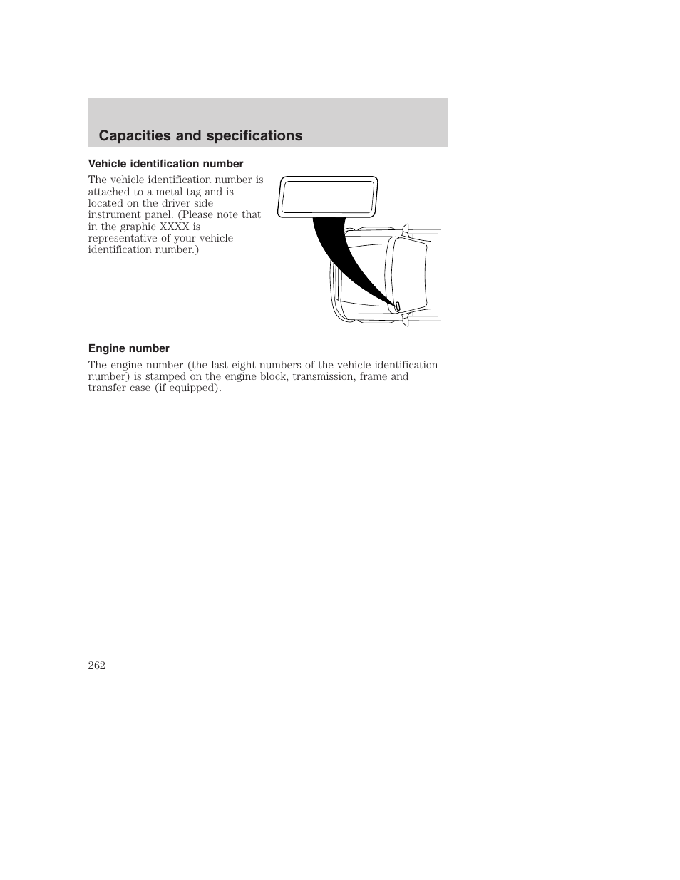 Capacities and specifications | FORD 2001 F-550 v.2 User Manual | Page 262 / 288