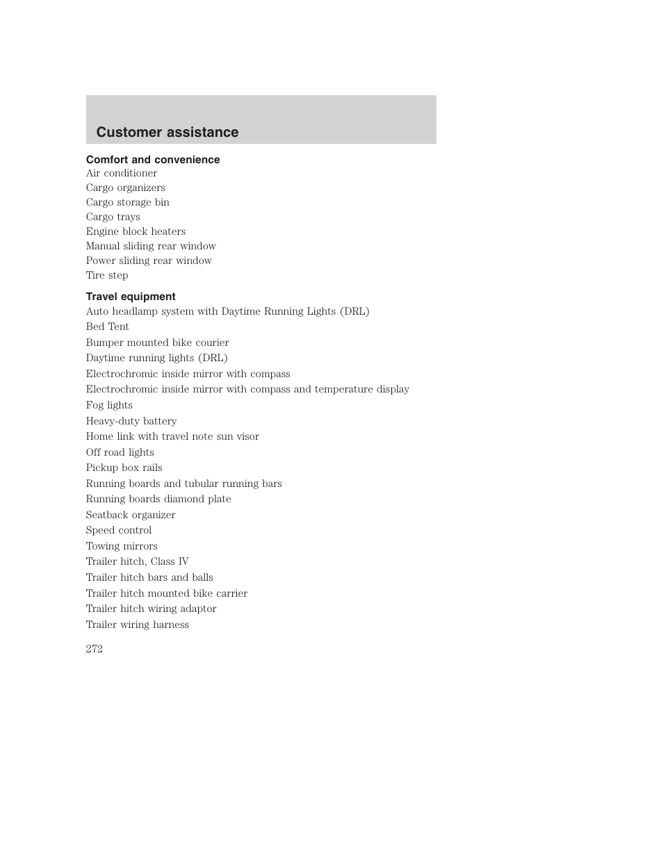 Customer assistance | FORD 2001 F-550 v.2 User Manual | Page 272 / 288